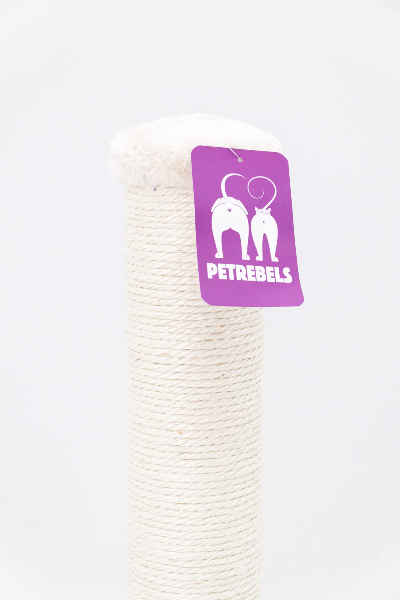 Petrebels Kratzbaum Maine 90 cm Hoch, mit Extra Stabiler Bodenplatte und Natur-Sisal Stamm, 40 x 40 x 90 cm, Farbe Creme/Beige