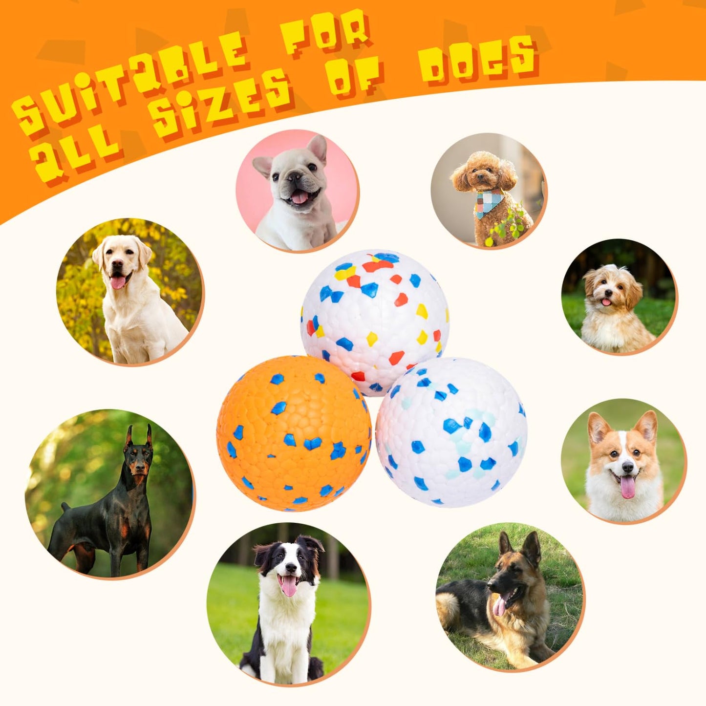 Nobleza Hundeball Unzerstörbar, 3 Stück Hundespielzeug Ball