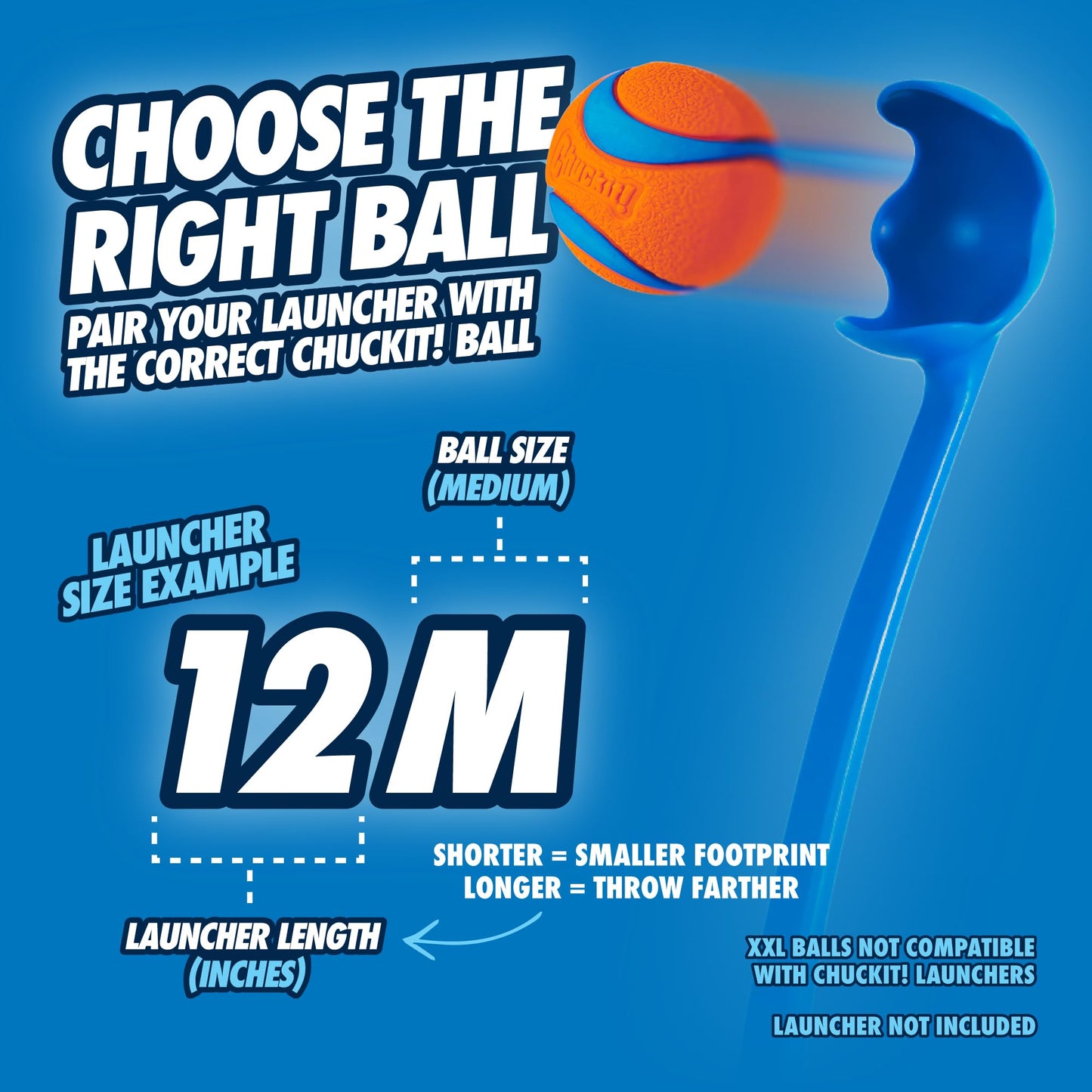 Chuckit – 12M Sportwerfer – Ballwerfer für Hunde – Ergonomischer Gummigriff