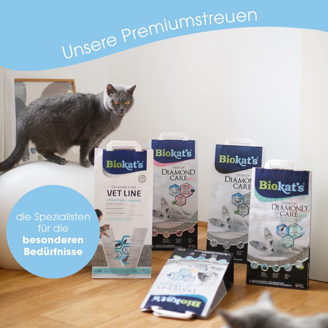 Biokat's Diamond Care Fresh Katzenstreu mit Babypuder-Duft - Feine Klumpstreu aus Bentonit mit Aktivkohle und Aloe Vera - 1 Sack (1 x 10 L)